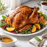 Brined and Roasted Thanksgiving Turkey with Simple Gravy