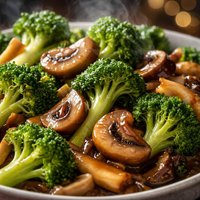 Broccoli and Mushrooms in Oyster Sauce