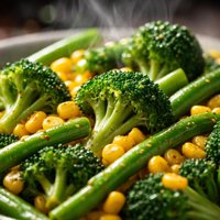 Broccoli Corn and Green Bean Saute