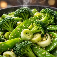 Broccoli Leek and Snow Pea Stir Fry