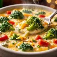 Broccoli Red Pepper and Cheddar Chowder