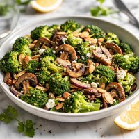 Broccoli Salad with Oven Roasted Mushrooms