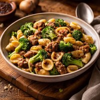Broccoli Sausage and Pasta Ears