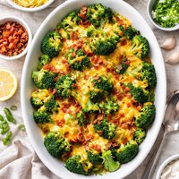 Broccoli with Cheese and Bacon Topping