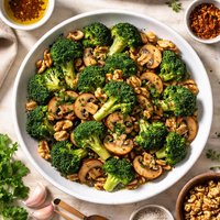 Broccoli with Mushrooms and Walnuts
