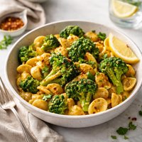 Broccoli with Pasta in a Savory Curry and Mustard Sauce