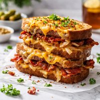 Broiled Bacon Cheese and Onion Sandwich