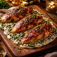 Broiled Chipotle Chicken with Creamy Spinach