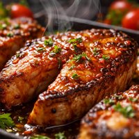 Broiled Fish Steaks with Tomato Glaze