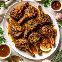 Broiled Lamb Chops with Onions and Sherry Sauce