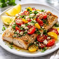 Broiled Mahi Mahi with Parsleyed Tomatoes and Feta