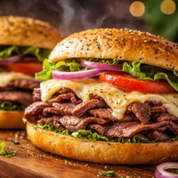 Broiled Roast Beef Sandwiches on Garlic Buns