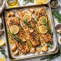 Broiled Steelhead Trout with Rosemary Lemon and Garlic