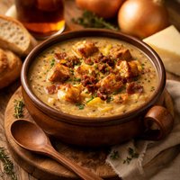 Brown Onion Ale and Cheddar Cheese Soup