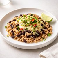 Brown Rice and Beans with Cheese and Chilies