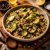 Brown Rice Salad with Zucchini Beans and Dried Cherries