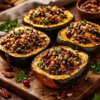 Brown Rice Veggie Stuffed Acorn Squash