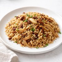 Brown Rice with Onions Garlic and Pecans