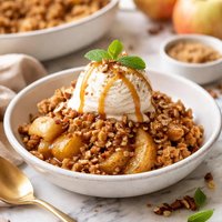 Brown Sugar Apple Crisp with Vanilla Ice Cream