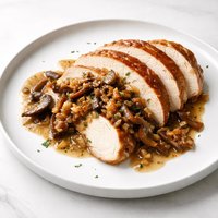 Brown Sugar Cured Turkey with Wild Mushroom Shallot Gravy