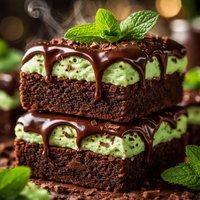 Brownies with a Chocolate Glaze and Mint Frosting