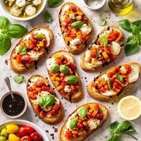 Bruschetta with Sweet Peppers and Fresh Mozzarella