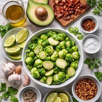 Brussel Sprouts with Bacon Lime Avocado Garlic