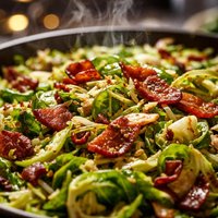 Brussels Sprouts Chiffonade with Bacon Garlic and Shallots