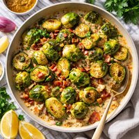 Brussels Sprouts in Onion Mustard Sauce