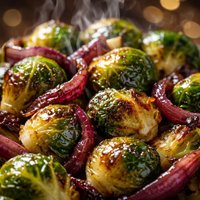 Brussels Sprouts with Glazed Red Onions