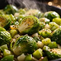 Brussels Sprouts with Green Pepper Celery and Onions