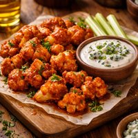 Buffalo Cauliflower with Blue Cheese Dip