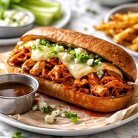 Buffalo Chicken French Dip Sandwich