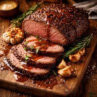 Buffalo Roast with Chipotle Roasted Garlic Jus