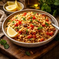 Bulgur Pilaf with Tomatoes Shallots and Mint