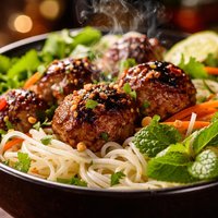 Bun Cha Vietnamese Pork Meatball and Noodle Salad