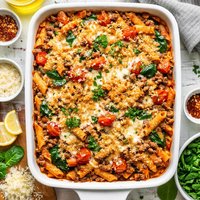 Burger Baked Penne with Spinach