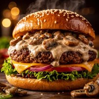 Burger Elegance with Mushroom Sauce