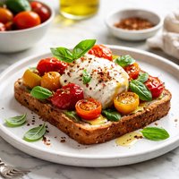 Burrata Toast with Cherry Tomatoes and Basil