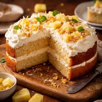 Butter Cake with Pineapple Whipped Cream Frosting