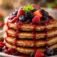 Buttermilk Buckwheat Pancakes with Summer Fruit Syrup