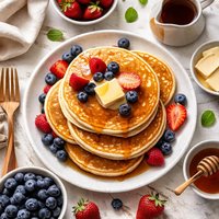 Buttermilk Pancakes with Homemade Maple Syrup