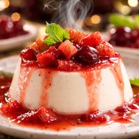 Buttermilk Panna Cotta with Rhubarb Cherry Compote