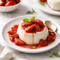 Buttermilk Panna Cotta with Sweetened Strawberries