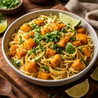 Butternut Squash and Noodles with Coconut Lime and Cilantro Sau