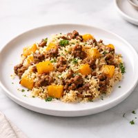 Butternut Squash Rice and Sausage Casserole