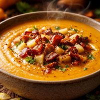 Butternut Squash Soup with Apple and Bacon