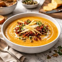Butternut Squash Soup with Apple Smoked Cheddar