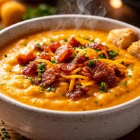 Butternut Squash Soup with Bacon and Cheddar