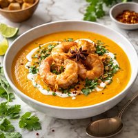 Butternut Squash Soup with Star Anise and Ginger Shrimp
